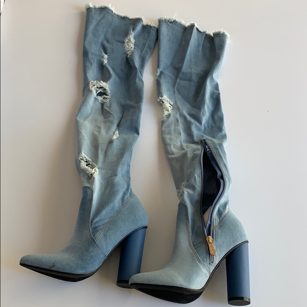 NEW JEAN THIGH HIGH BOOTS SIZE 6
